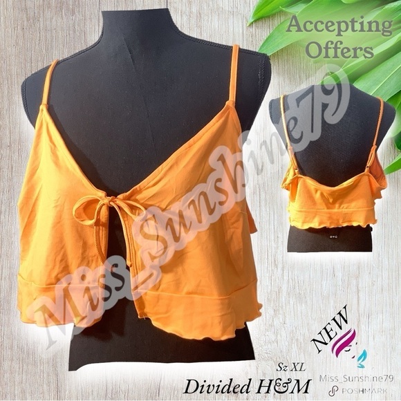 Divided by H&M NEW - Sz XL - skinny flowy summer top - tied adjustable front - Picture 1 of 7